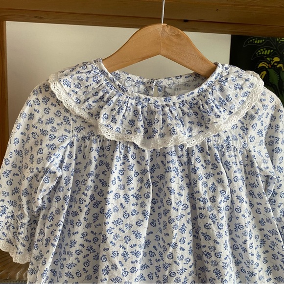Frances Rose White Blue Floral Ruffle Collar Mary Margaret Dress 2t - Picture 8 of 16